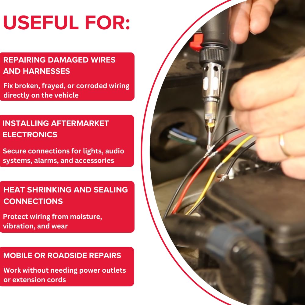 POWER PROBE Butane Soldering Kit (PPSK) [Automotive Diagnostic Car Test Tool, Easy Start Electronic Ignition, Adjustable Flame, with Multiple Tips, Black - Image 5
