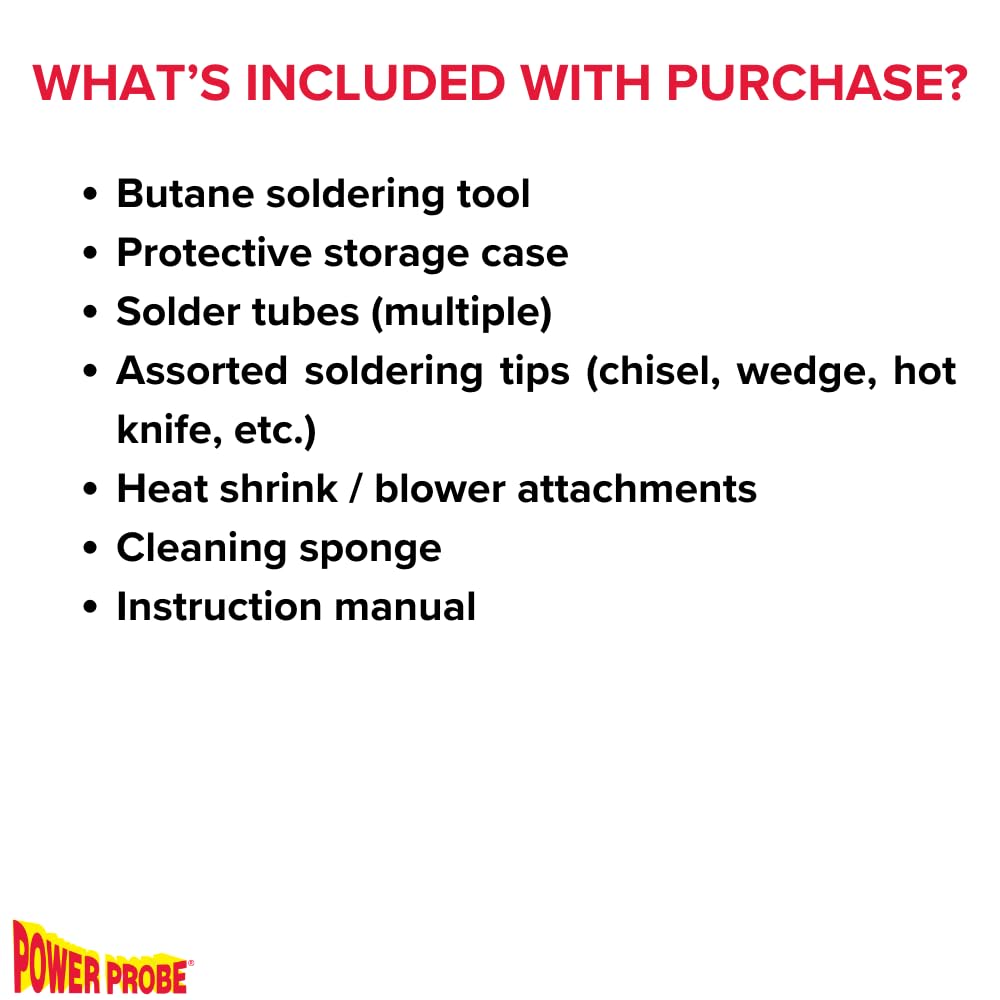 POWER PROBE Butane Soldering Kit (PPSK) [Automotive Diagnostic Car Test Tool, Easy Start Electronic Ignition, Adjustable Flame, with Multiple Tips, Black - Image 7