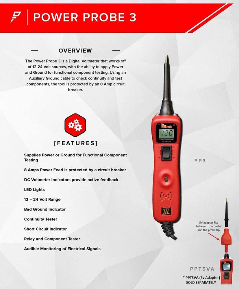 Power Probe III Clamshell - Red (PP3CSRED) [Car Automotive Diagnostic Test Tool, Digital Volt Meter, AC/DC Current Resistance, Circuit Tester] - Image 6