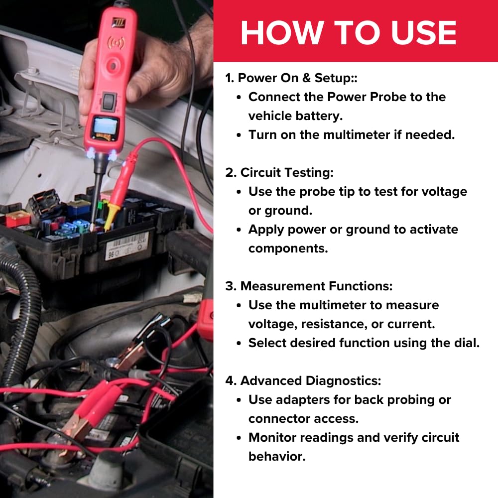 Power Probe Profesional Electrical Test Kit with Power Probe 3, Digital Multimeter, and Auto AC Tempature Testing Kit - Image 5